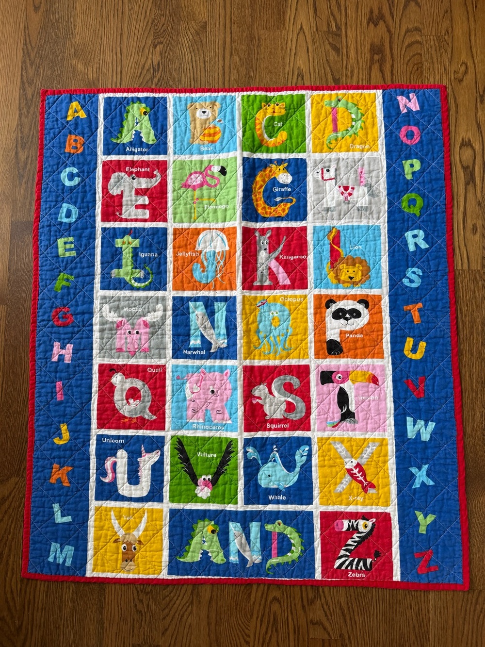 Handmade Kids Alphabet Animal Play Quilt